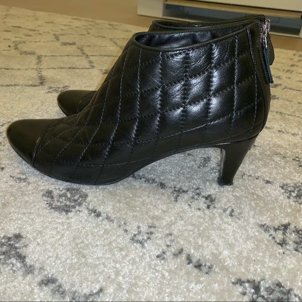 Authentic Chanel lambskin leather booties 38